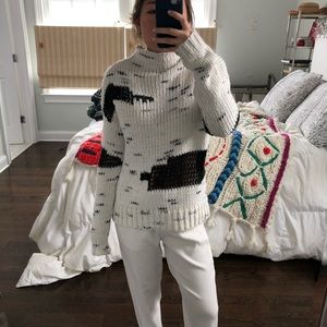 Black and White Mock Neck Sweater